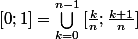 [0;1]=\bigcup_{k=0}^{n-1}{[\frac{k}{n};\frac{k+1}{n}]}